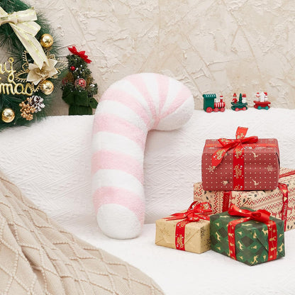 Candy Throw Pillow Christmas Decorations Soft Fluffy Candy Cane Pillow Stuffed Lollipop Plush Pillows Gifts for Home Decor Sofa Cushion (16 inch Candy Cane Pink)