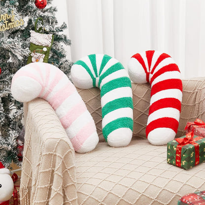 Candy Throw Pillow Christmas Decorations Soft Fluffy Candy Cane Pillow Stuffed Lollipop Plush Pillows Gifts for Home Decor Sofa Cushion (16 inch Candy Cane Pink)