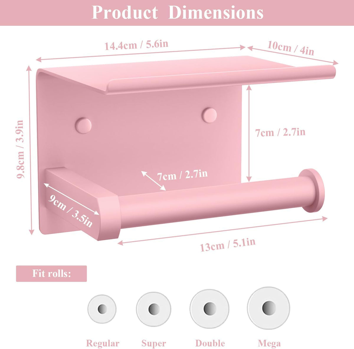 Toilet Paper Holder with Shelf Wall Mounted Toilet Paper Roll Dispenser