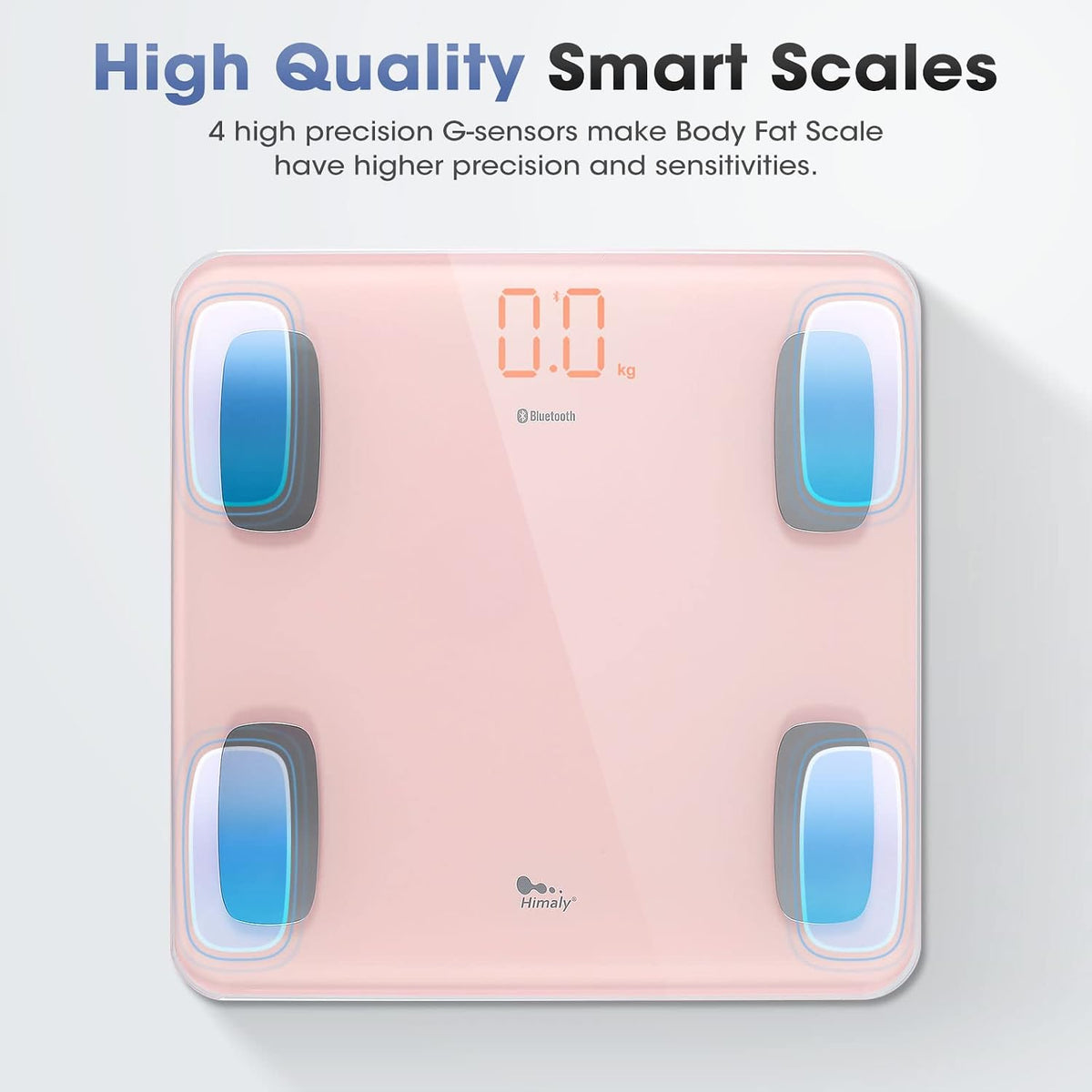 Smart Body Weight Fat Scale with App, Wireless Bluetooth (Pink)