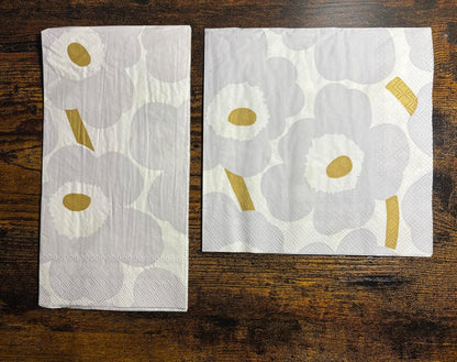IHR Ideal Home Range Party Napkins Marimekko Disposable 3-Ply Paper Lunch Napkin Pack, 6.5" x 6.5", Unikko White/Silver, 20-Count