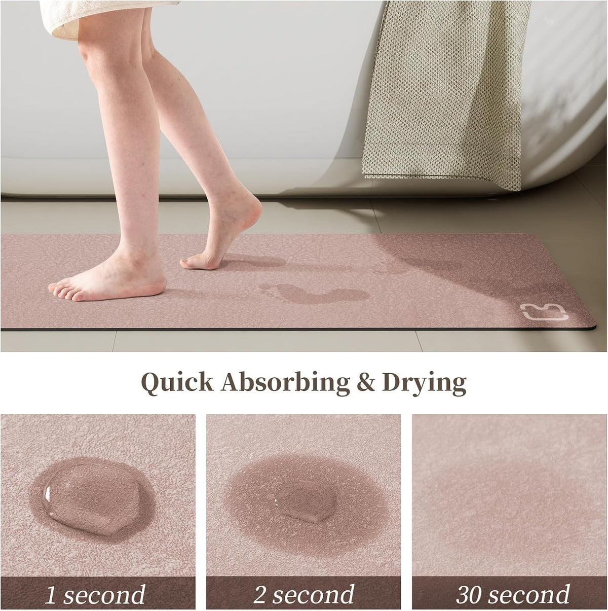 Bathroom Rugs and Mats Set 2 Piece Diatomaceous Earth Bath Mat,Blush Pink