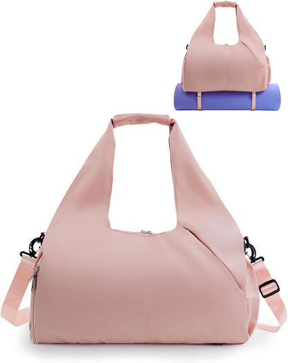 Gym Bag for Women with Shoe and Wet Compartments, Yoga Mat Holder