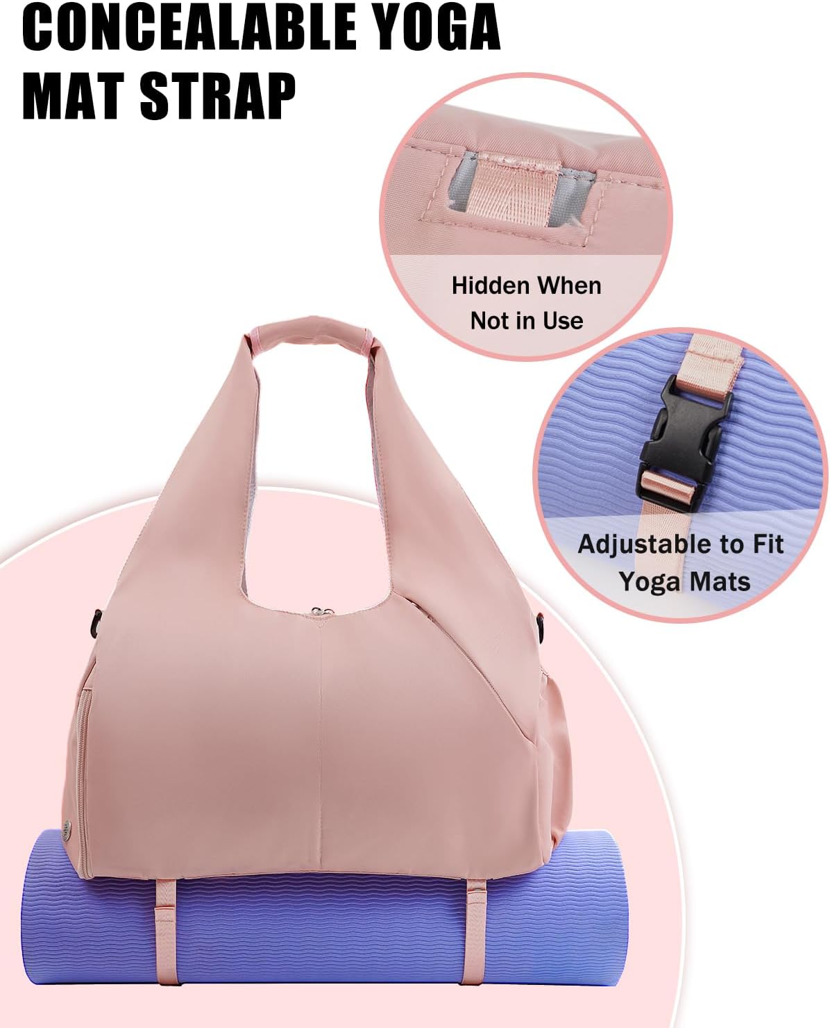 Gym Bag for Women with Shoe and Wet Compartments, Yoga Mat Holder