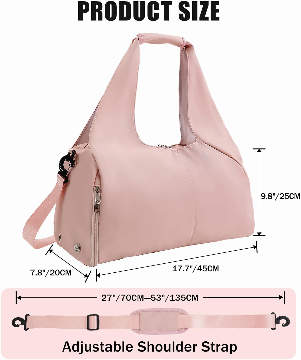 Gym Bag for Women with Shoe and Wet Compartments, Yoga Mat Holder