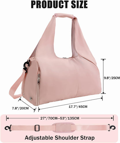 Gym Bag for Women with Shoe and Wet Compartments, Yoga Mat Holder