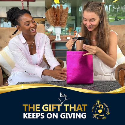 Set of 12 Reusable Medium Hot Pink Gift Bags with Handles