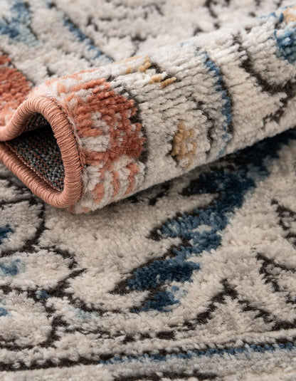 Nyla Collection Rug – 7' 10 x 10' Oval Salmon Pink Easy-Clean Textured Area Rug – Vintage Medallion Design for Living Rooms, Dining Rooms, and Bedrooms