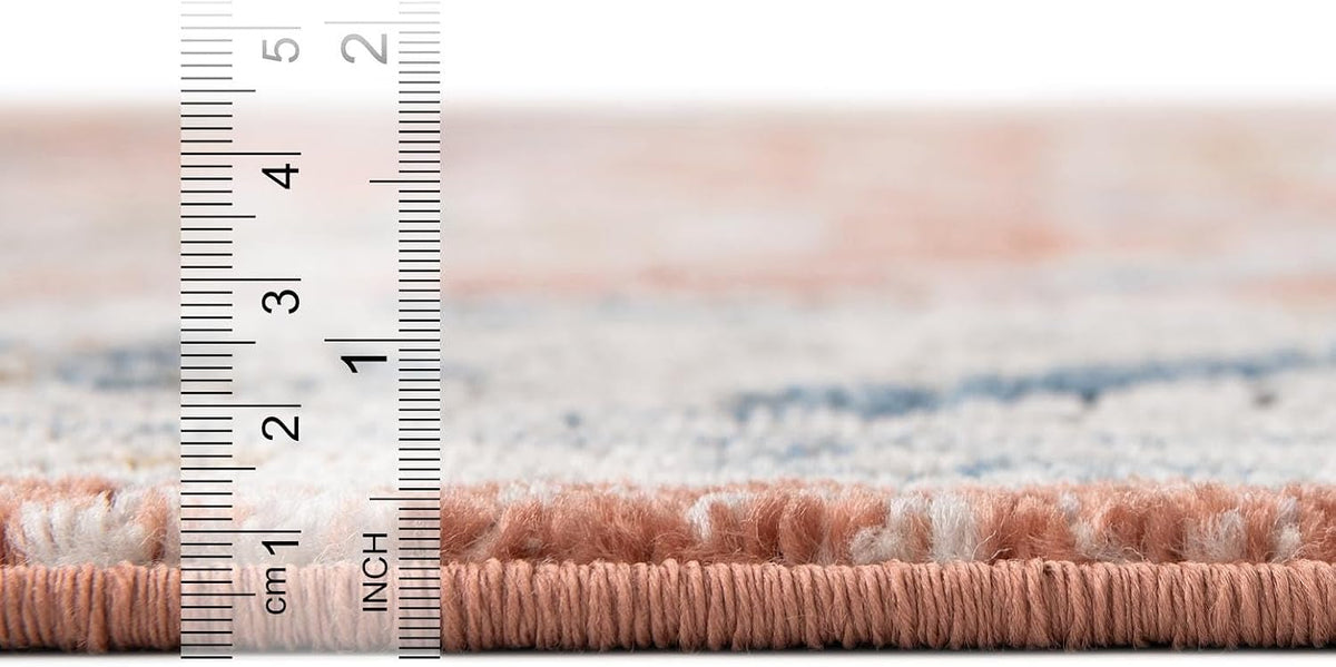 Nyla Collection Rug – 7' 10 x 10' Oval Salmon Pink Easy-Clean Textured Area Rug – Vintage Medallion Design for Living Rooms, Dining Rooms, and Bedrooms