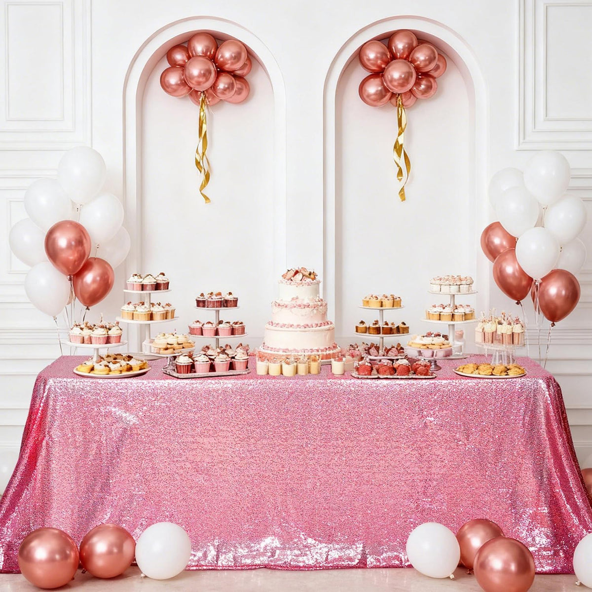 Fuchsia Pink Sequin Tablecloth 60''x102'' Rectangle Table Cloth 60''x102'' Sparkle Glitter Tablecloth for Birthday Party Wedding Valentine's Decoration