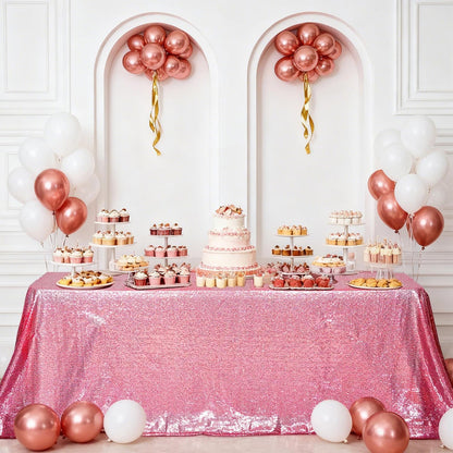Fuchsia Pink Sequin Tablecloth 60''x102'' Rectangle Table Cloth 60''x102'' Sparkle Glitter Tablecloth for Birthday Party Wedding Valentine's Decoration