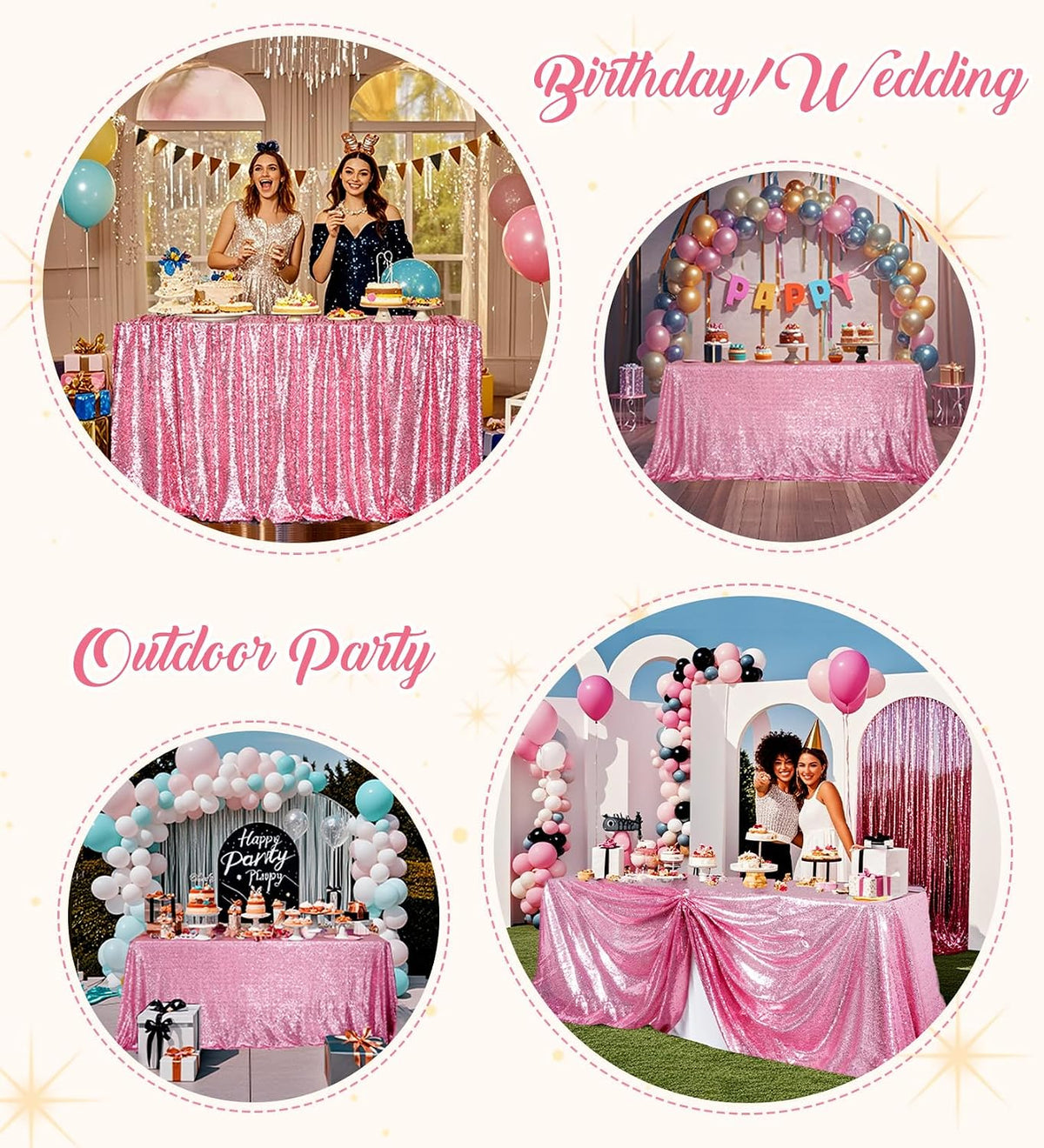 Fuchsia Pink Sequin Tablecloth 60''x102'' Rectangle Table Cloth 60''x102'' Sparkle Glitter Tablecloth for Birthday Party Wedding Valentine's Decoration