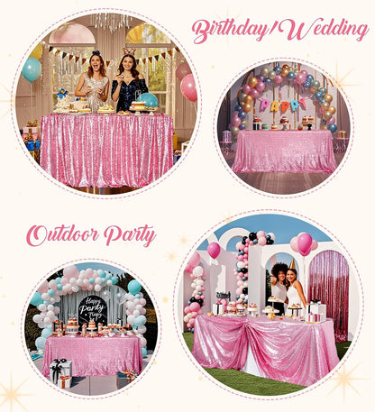 Fuchsia Pink Sequin Tablecloth 60''x102'' Rectangle Table Cloth 60''x102'' Sparkle Glitter Tablecloth for Birthday Party Wedding Valentine's Decoration