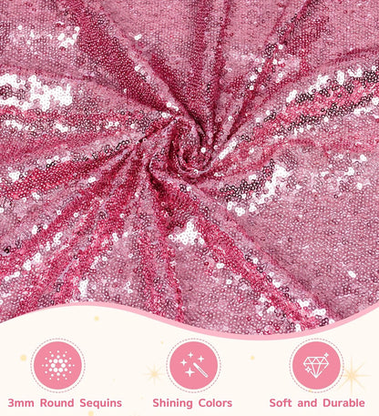 Fuchsia Pink Sequin Tablecloth 60''x102'' Rectangle Table Cloth 60''x102'' Sparkle Glitter Tablecloth for Birthday Party Wedding Valentine's Decoration