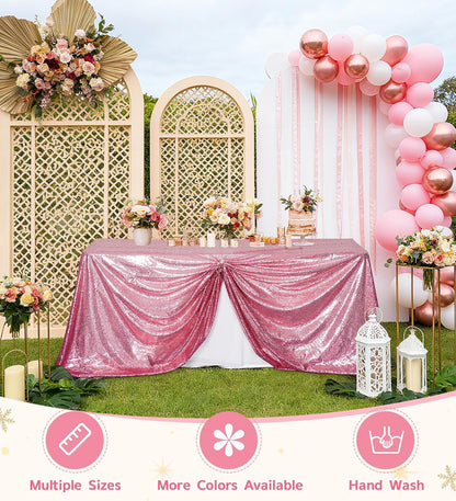 Fuchsia Pink Sequin Tablecloth 60''x102'' Rectangle Table Cloth 60''x102'' Sparkle Glitter Tablecloth for Birthday Party Wedding Valentine's Decoration