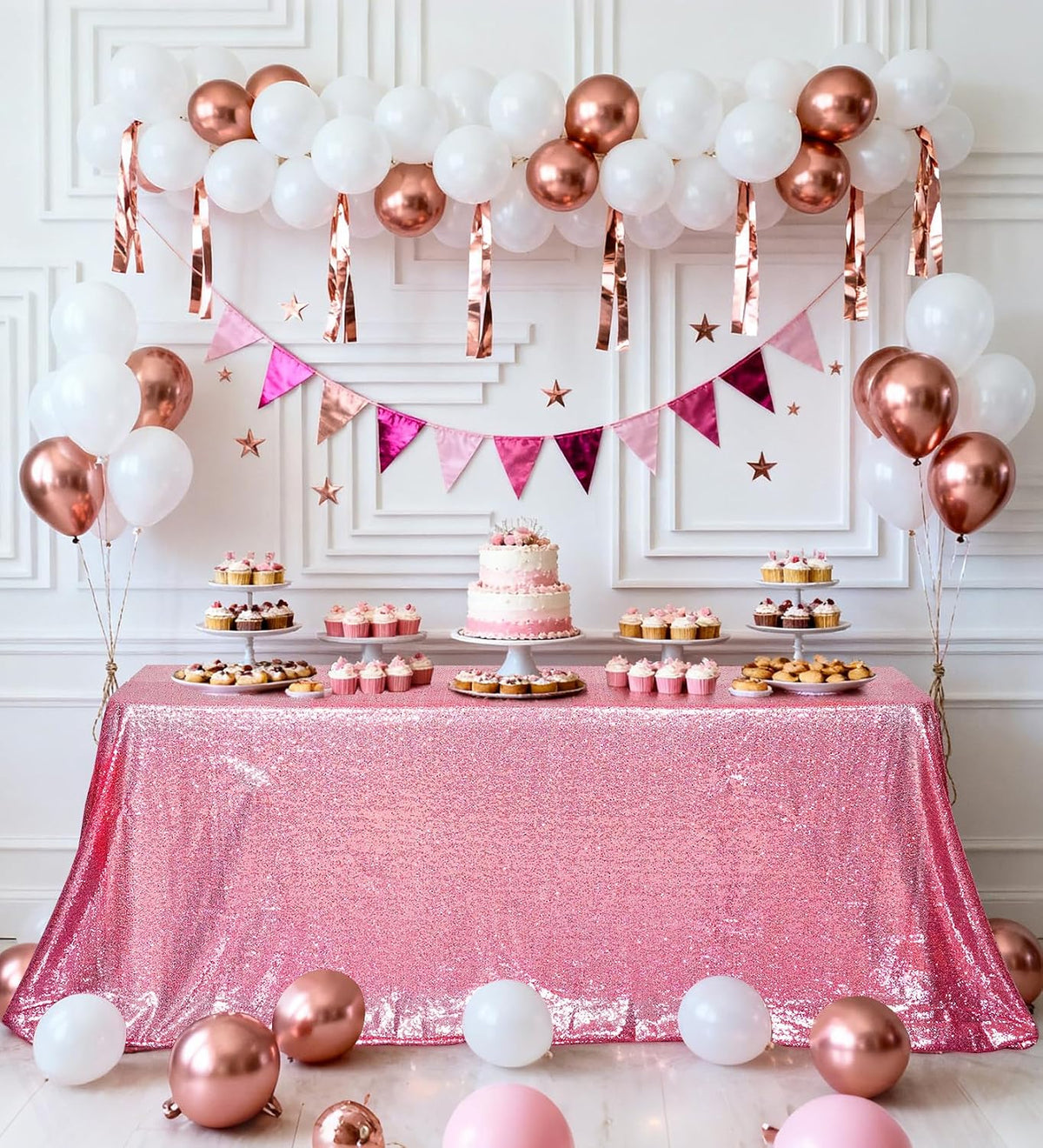 Fuchsia Pink Sequin Tablecloth 60''x102'' Rectangle Table Cloth 60''x102'' Sparkle Glitter Tablecloth for Birthday Party Wedding Valentine's Decoration