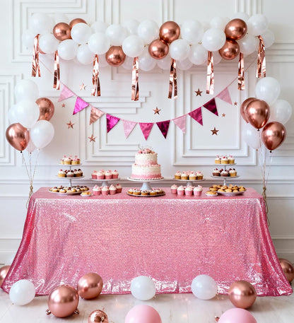 Fuchsia Pink Sequin Tablecloth 60''x102'' Rectangle Table Cloth 60''x102'' Sparkle Glitter Tablecloth for Birthday Party Wedding Valentine's Decoration