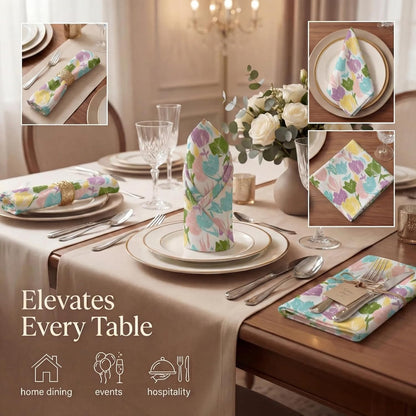 Urban Villa Cloth Napkins 100% Cotton Highly Absorbent Washable Durable Reusable Premium Dinner Napkins Ideal for Gifts for Mothers Day Hotel Farmhouse Parties - Tulip (20" x 20", Set of 12)