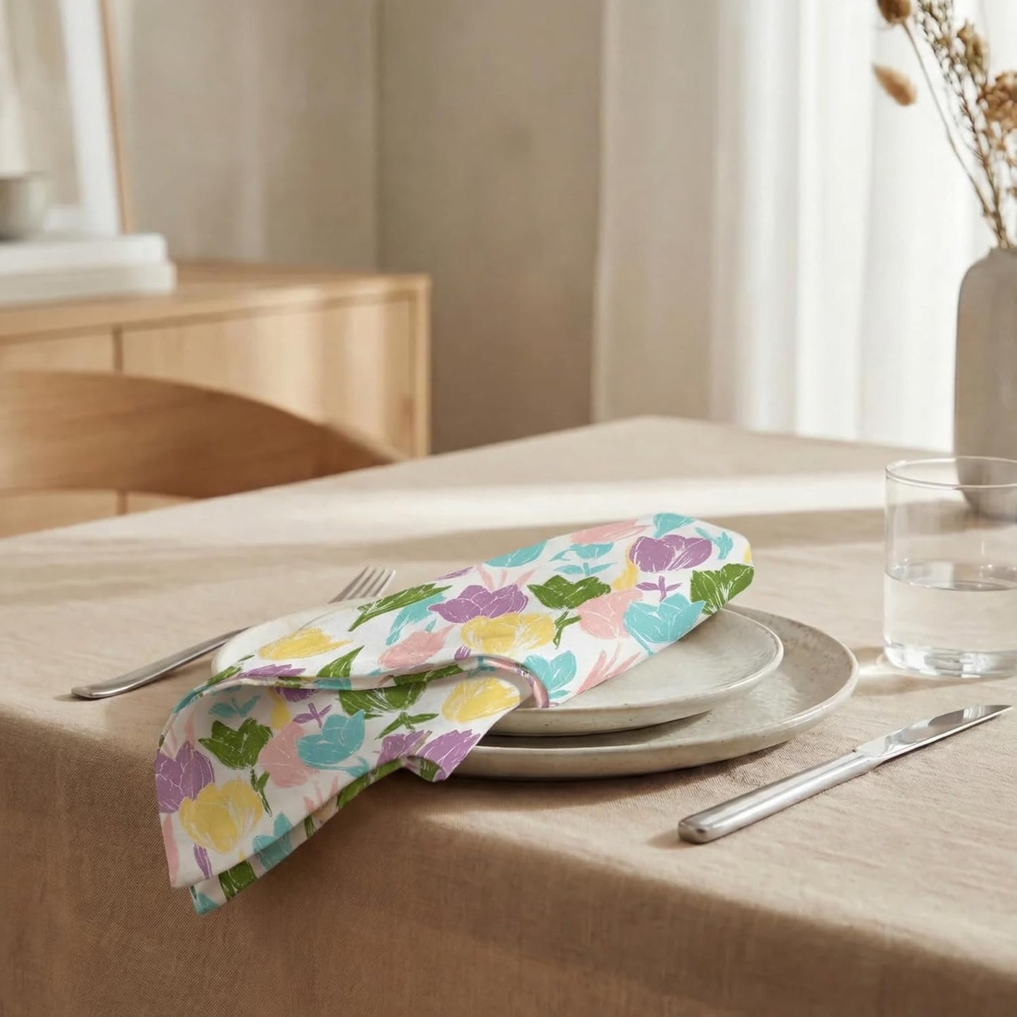 Urban Villa Cloth Napkins 100% Cotton Highly Absorbent Washable Durable Reusable Premium Dinner Napkins Ideal for Gifts for Mothers Day Hotel Farmhouse Parties - Tulip (20" x 20", Set of 12)