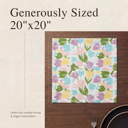 Urban Villa Cloth Napkins 100% Cotton Highly Absorbent Washable Durable Reusable Premium Dinner Napkins Ideal for Gifts for Mothers Day Hotel Farmhouse Parties - Tulip (20" x 20", Set of 12)
