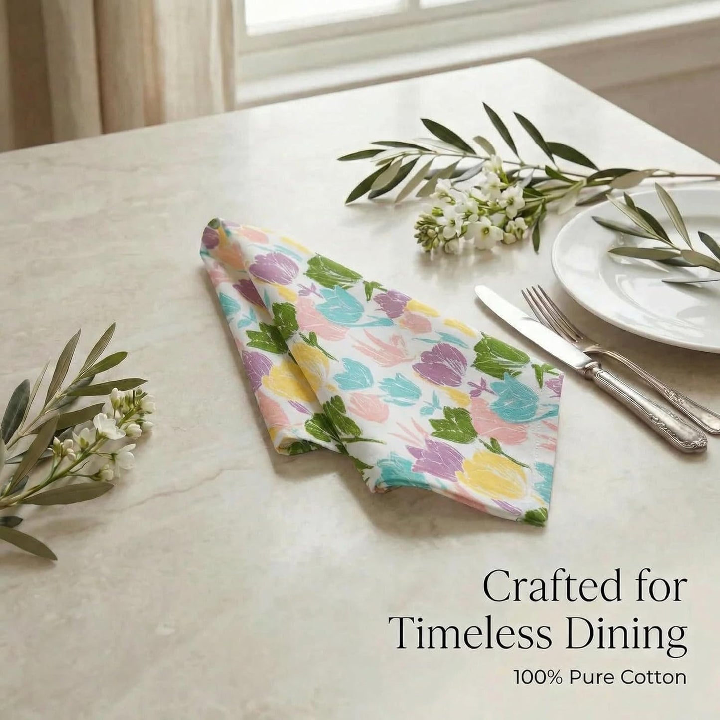 Urban Villa Cloth Napkins 100% Cotton Highly Absorbent Washable Durable Reusable Premium Dinner Napkins Ideal for Gifts for Mothers Day Hotel Farmhouse Parties - Tulip (20" x 20", Set of 12)