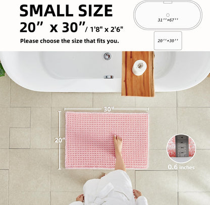 Waffle Bath Mat, Cute Bathroom Rugs Non Slip, 30x20 Light Peachy Pink
