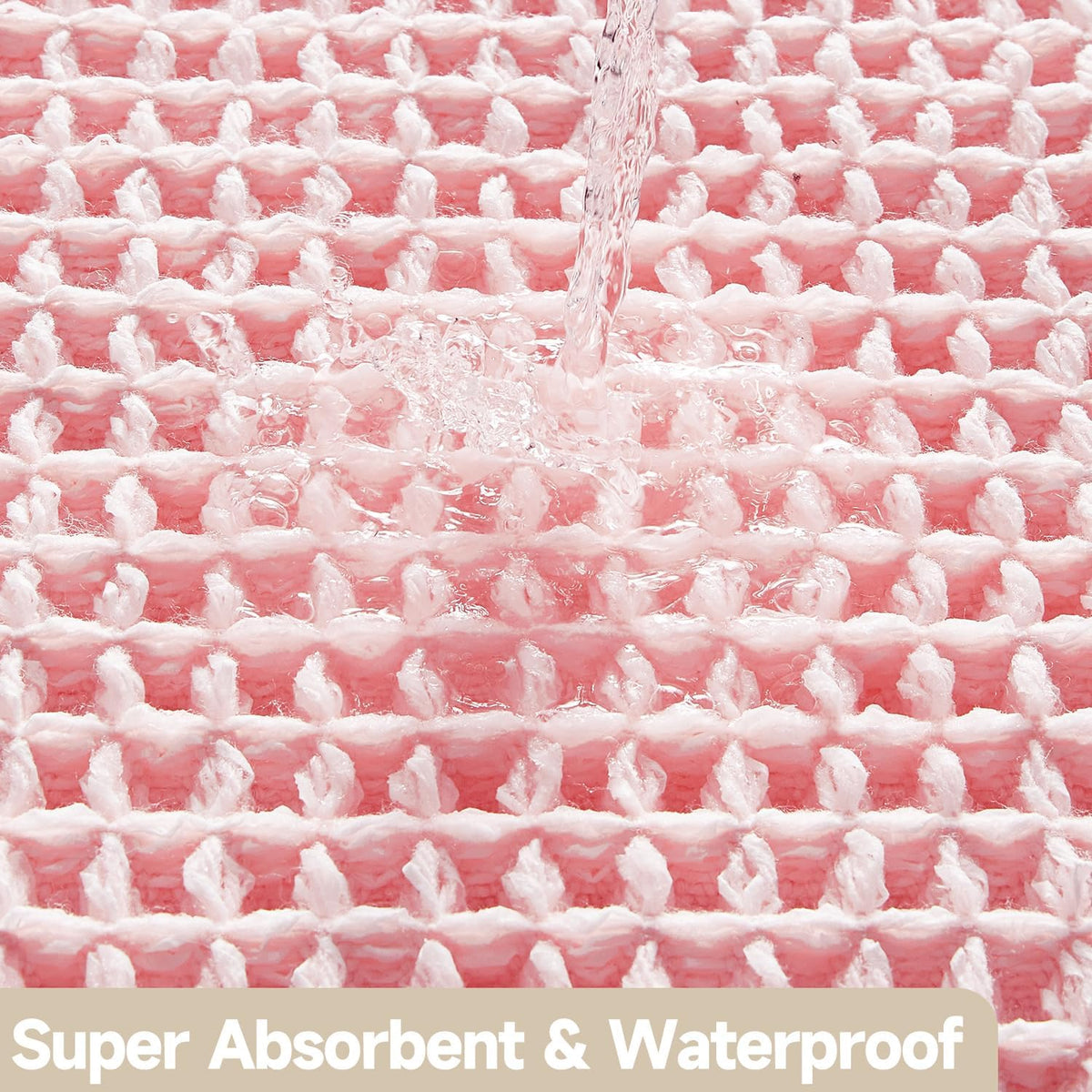 Waffle Bath Mat, Cute Bathroom Rugs Non Slip, 30x20 Light Peachy Pink