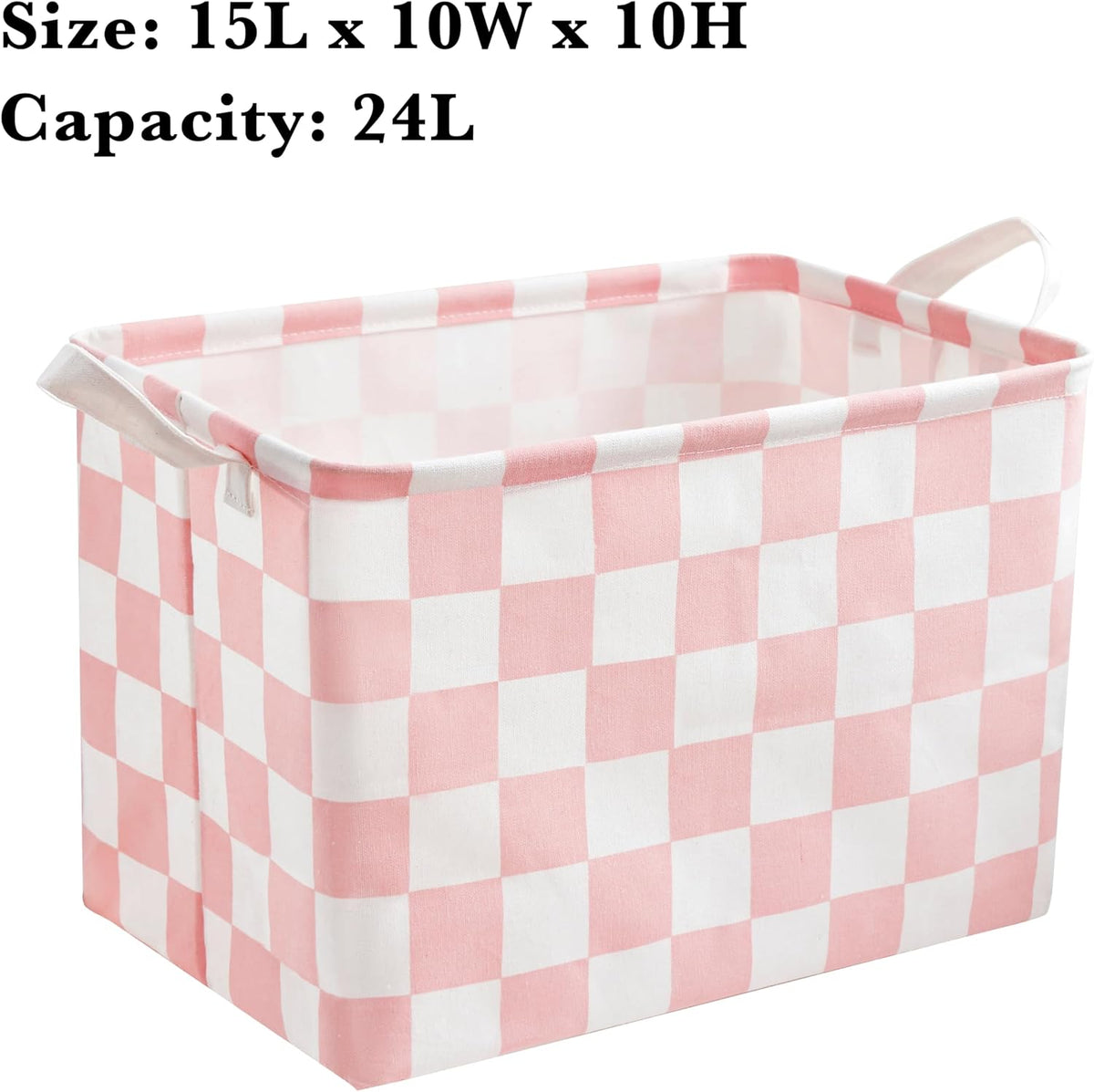 Pink White Checkered Canvas Basket, Rectangular Organizing Decorative Storage Basket for Kids Dog Toy, Cute Aesthetic Race Cars Boy Room Decor for Home, Kitchen, Bedroom, Classroom, Shelves