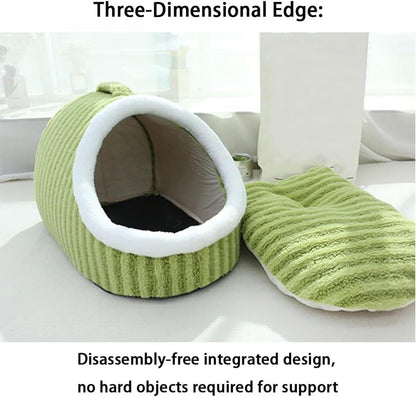 Warm Nest Dog Bed, Soft Cozy Pet Cave with Removable Cushion, Non-Slip Washable Soft Slipper Cave for Small and Medium Pets (Pink, Small)