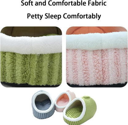 Warm Nest Dog Bed, Soft Cozy Pet Cave with Removable Cushion, Non-Slip Washable Soft Slipper Cave for Small and Medium Pets (Pink, Small)