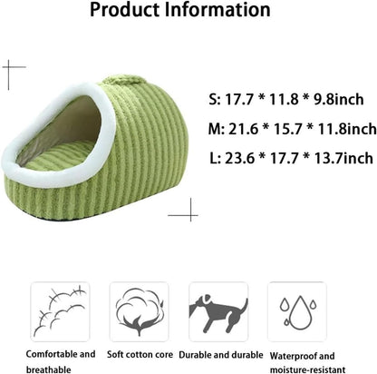 Warm Nest Dog Bed, Soft Cozy Pet Cave with Removable Cushion, Non-Slip Washable Soft Slipper Cave for Small and Medium Pets (Pink, Small)