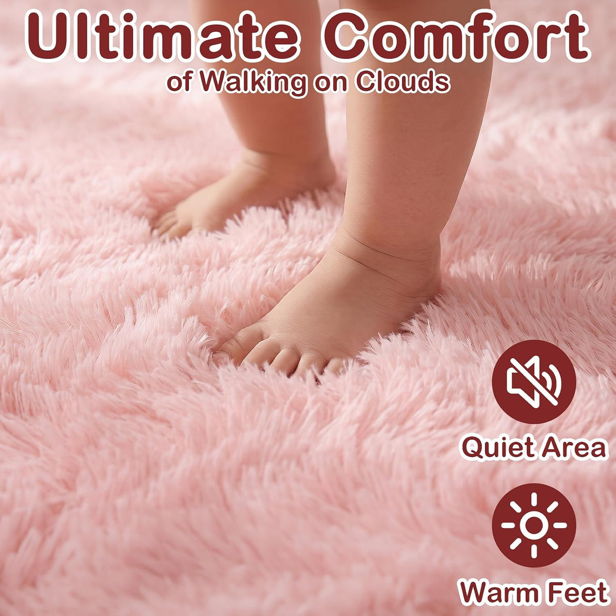 Soft Pink Fluffy Shag Pastel Area Rugs for Bedroom Girls Living Room 5x7 Ft