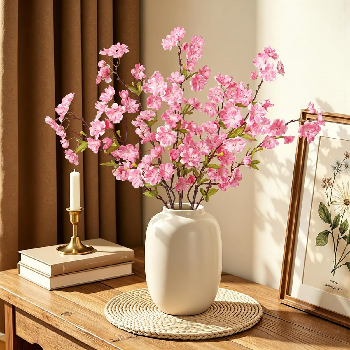 3PCS 35.4" Artificial Cherry Blossom Branches, Pink
