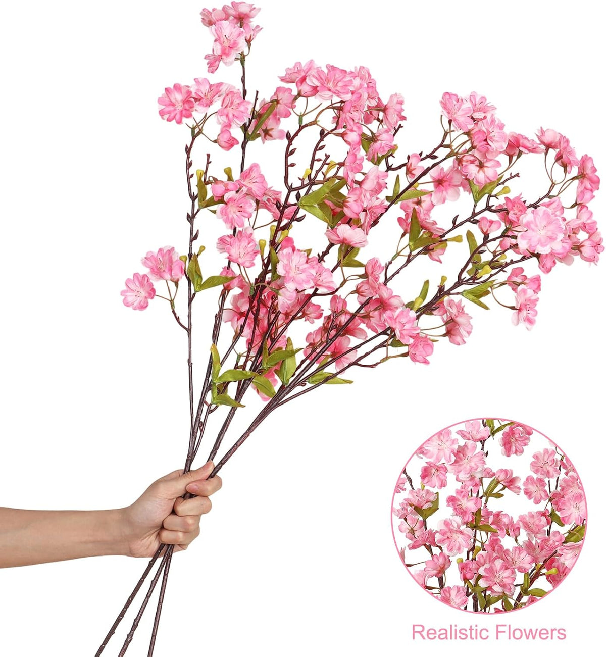 3PCS 35.4" Artificial Cherry Blossom Branches, Pink