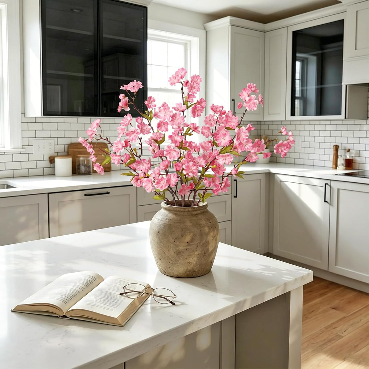 3PCS 35.4" Artificial Cherry Blossom Branches, Pink