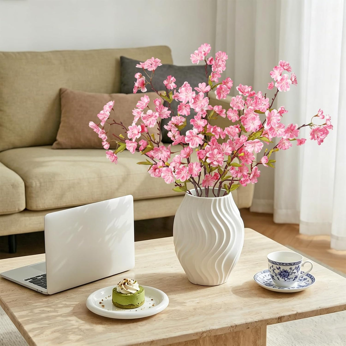 3PCS 35.4" Artificial Cherry Blossom Branches, Pink