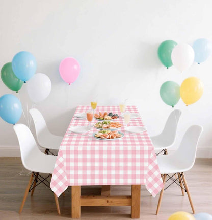 3 Pack Light Pink Gingham Tablecloth Rectangle 54 x 108 Pink and White Checkered Table Cloth Disposable Plaid Table Cover Plastic for Birthday Baby Shower Picnic Wedding Party Supplies
