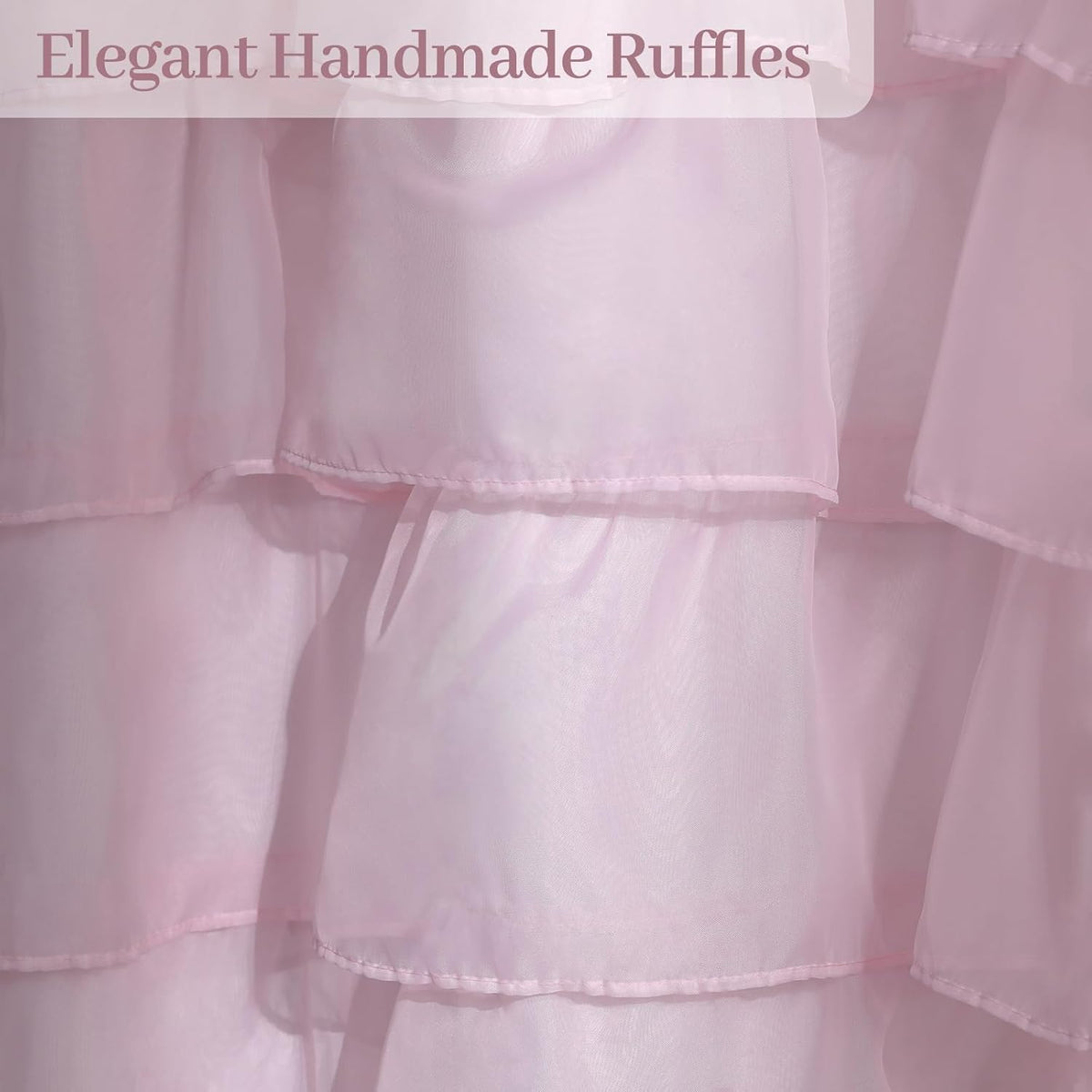 Pink Shower Curtain Sheer Ruffle Shower Curtain for Bathroom 72 in Long
