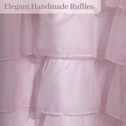 Pink Shower Curtain Sheer Ruffle Shower Curtain for Bathroom 72 in Long