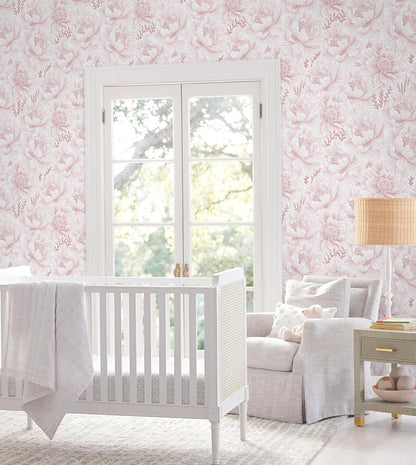 Floral Wallpaper Peel and Stick Pink and White Contact Paper Boho Modern Removable Self Adhesive Waterproof Nursery Wall Paper for Bedroom Bathroom Cabinets Decor Vinyl 17.3" X 393.7"