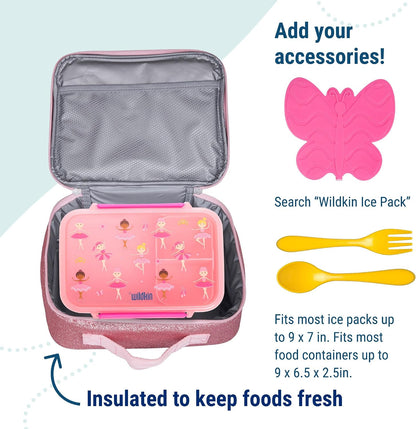 Kids Insulated Lunch Box, Pink Glitter