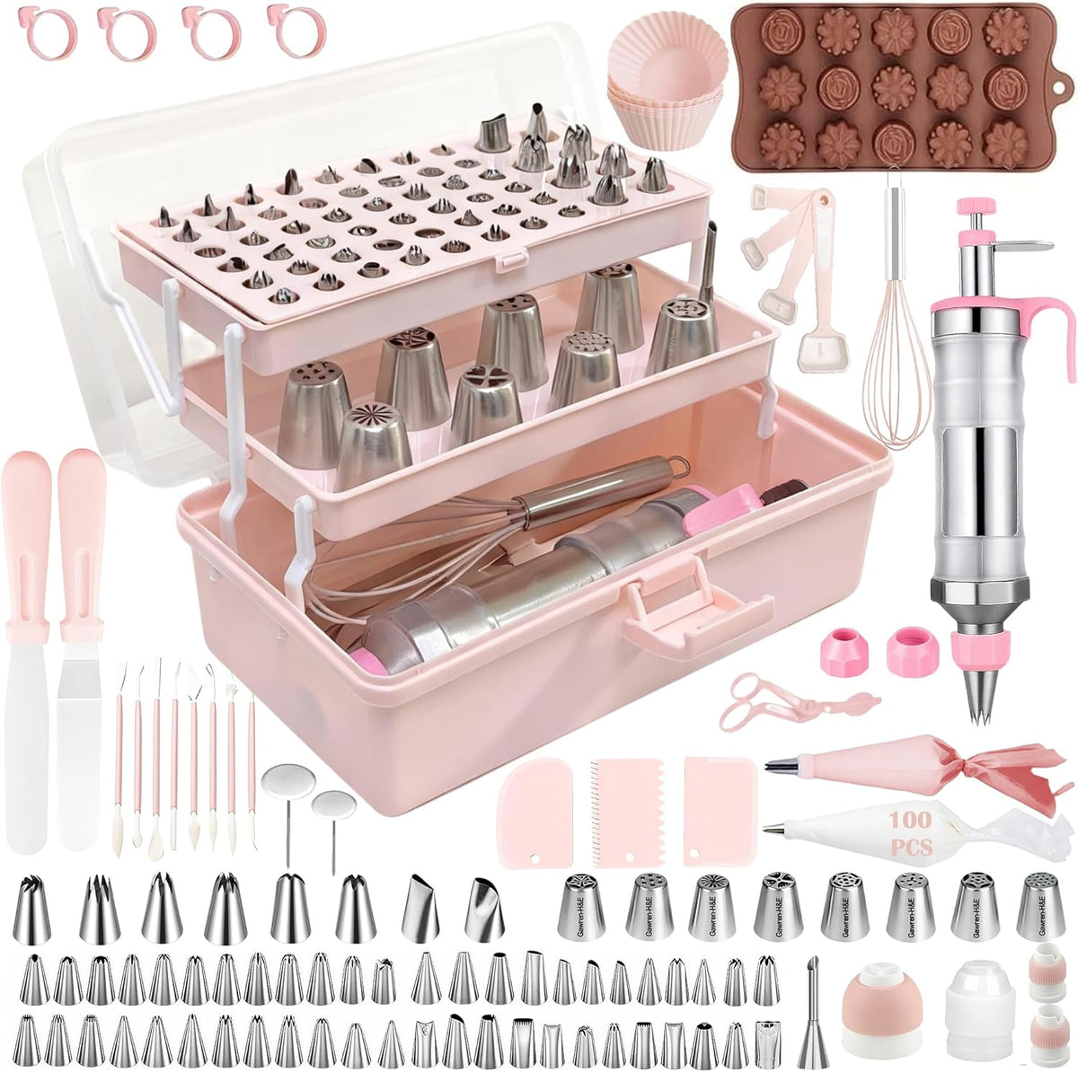 208 PCS Cake Decorating Kit,Baking supplies-Frosting Piping Kit