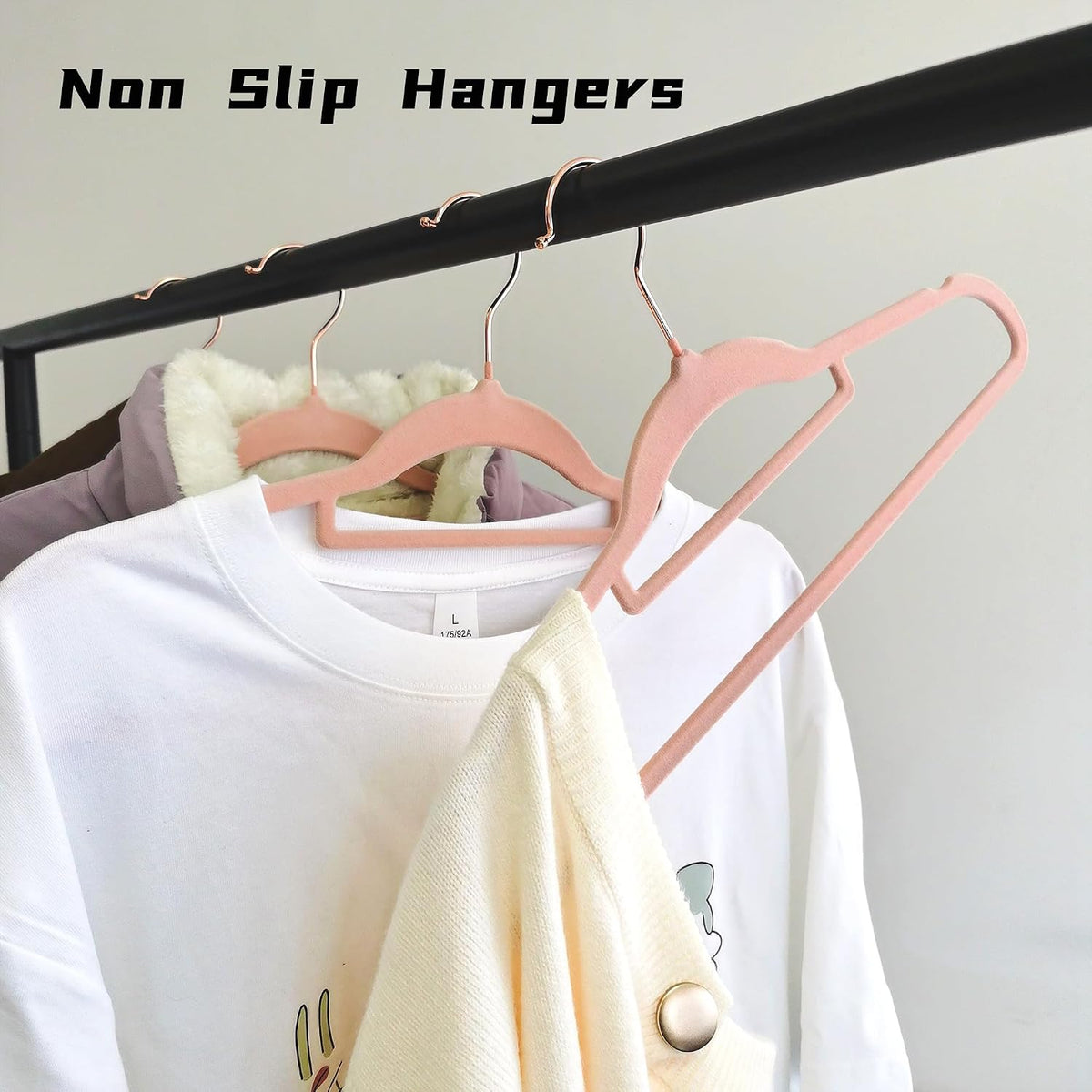 Pink Velvet Hangers 30 Pack -Adult Hangers Rose Gold Hook, Space Saving Non-Slip Clothes Hangers, 16.5 Inch with Tie Bar for Coats,Sweater,Jackets,Dresses, Shirts, Suits & T-Shirts