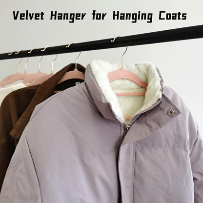 Pink Velvet Hangers 30 Pack -Adult Hangers Rose Gold Hook, Space Saving Non-Slip Clothes Hangers, 16.5 Inch with Tie Bar for Coats,Sweater,Jackets,Dresses, Shirts, Suits & T-Shirts