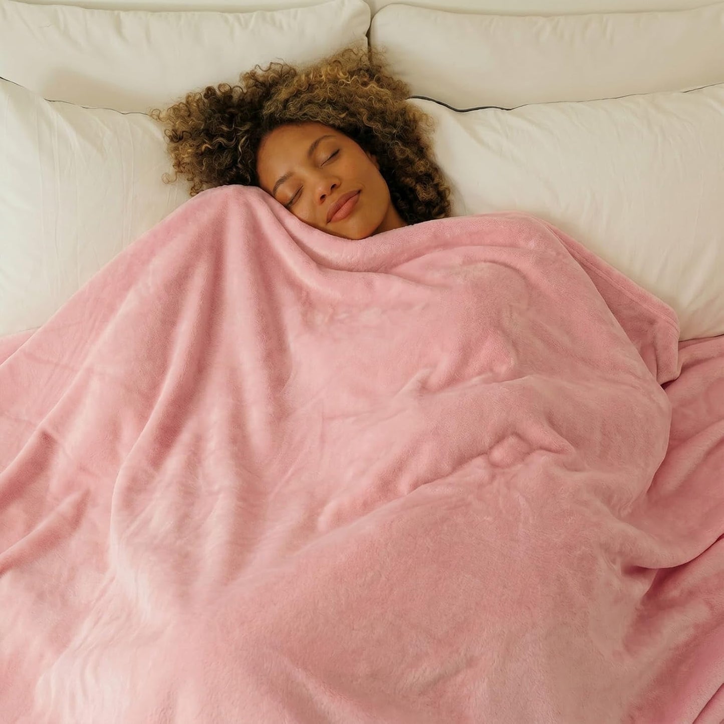 Fleece Blankets, Super Soft Flannel King Size Blanket for Bed, Luxury Cozy Microfiber Plush Fuzzy Blanket,Pink