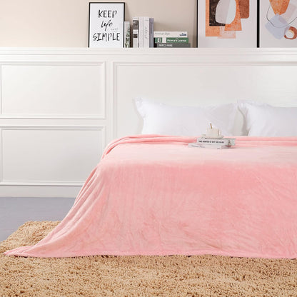 Fleece Blankets, Super Soft Flannel King Size Blanket for Bed, Luxury Cozy Microfiber Plush Fuzzy Blanket,Pink