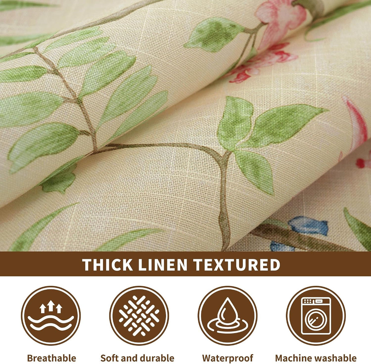 Rectangle Waterproof Tablecloth Linen Textured Table Cloth,Stain and Wrinkle Resistant Washable Fabric Table Cover for Dining, Party, Camping and Outdoor, 52 x 70 Inch, Pink Flower
