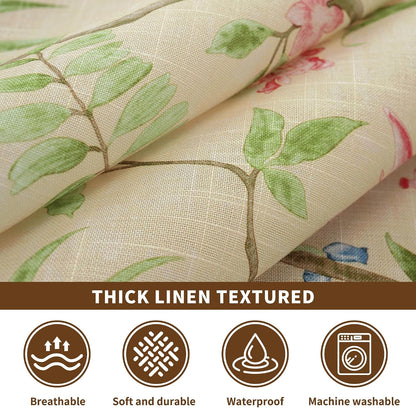 Rectangle Waterproof Tablecloth Linen Textured Table Cloth,Stain and Wrinkle Resistant Washable Fabric Table Cover for Dining, Party, Camping and Outdoor, 52 x 70 Inch, Pink Flower