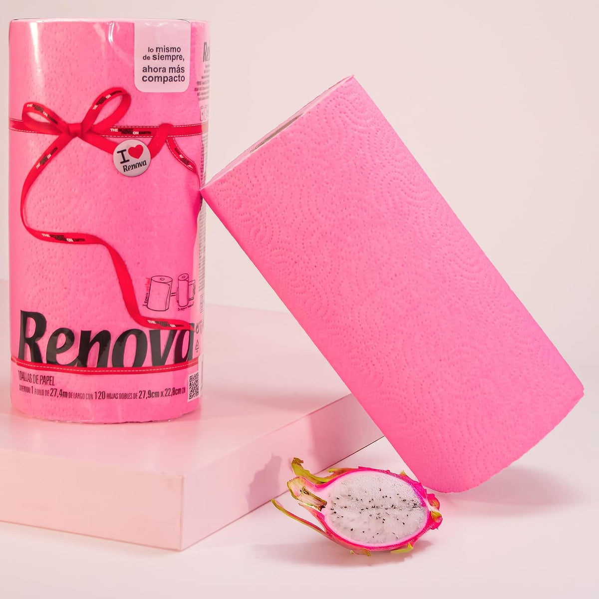Renova Colored Paper Towel Jumbo Rolls – 2 Ply Sheets for Daily Kitchen Tasks, Strong Absorption, Compact Roll Design, Double-Faced Paper for Versatile Use, 120 Sheets per Roll