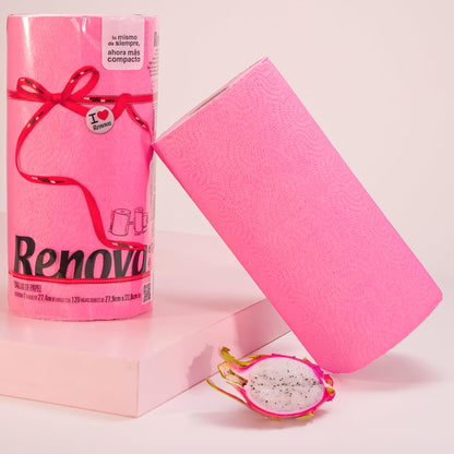 Renova Colored Paper Towel Jumbo Rolls – 2 Ply Sheets for Daily Kitchen Tasks, Strong Absorption, Compact Roll Design, Double-Faced Paper for Versatile Use, 120 Sheets per Roll